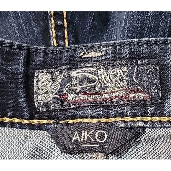 Silver Jeans Co. Aiko Slim Bootcut Mid-Rise Jeans SZ 20 / L 31 Thick Stitch Dark - Picture 7 of 11